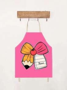 1pc Fashionable Creative Pencil & Bowknot Back To School Customized Apron, Suitable As Gift For Friends, Classmates, And Teachers