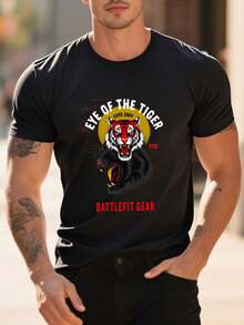 Y2K Compression Shirt Fitness Gym Animal Sport Running Tee Quick Dry Short Sleeve T-Shirt - Black - View 1