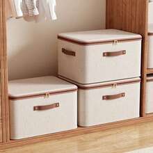 1/2 Confezione Contenitori di Immagazzinaggio con Coperchio con Zip in Tessuto di Lino, Cestini e Scatole di Stoccaggio Pieghevoli Lavabili con Manici, per Scaffali in Armadio Organizzatore di Vestiti (Beige), Decor, Decor, Decorazioni, Decorazioni, Decor, Decor, Decor, Decor, Stoccaggio, Organizzatore - Beige - Visualizzare 3