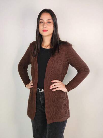 Casaco em Tricot Cardigan com Bolinhas