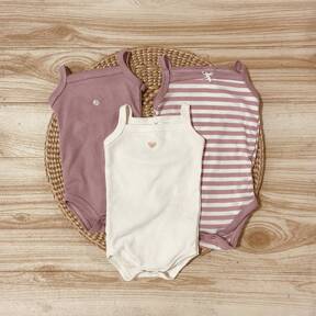 Kit 3 Body alcinha regata bebê menina menino renda algodão