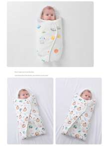 1 buc. Pătură de bumbac, potrivită pentru bebeluși cu vârsta de 0-2 luni, dublu strat din bumbac pur, primăvară/toamnă/iarnă, sac de dormit anti-vânt pentru nou-născuți, ușoară