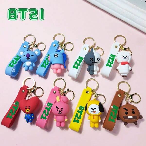 BT21 Accessorio portachiavi con ciondolo in PVC a forma di bambola del gruppo k-pop BT21 di prima generazione, articolo da collezione per fan, idea regalo di compleanno, regalo per la coppia, miglior amico