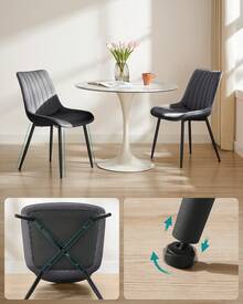 Lot de 2 Chaise Salle à Manger, Chaise Cuisine, Supportant Jusqu'à 120 kg, Pied en Acier, Dossier Ergonomique, pour Salle à Manger, Cuisine, Gris et Noir d'Encre - Noir - Voir 6