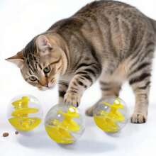 1 pieza Juguete lento de alimentación con diseño de bola en espiral para mascotas, bola rompecabezas dispensadora de comida para gatos