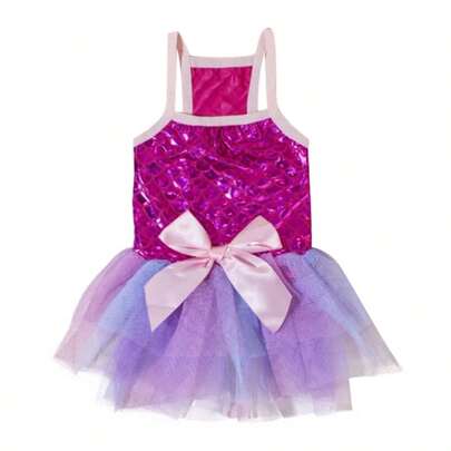 Váy công chúa đính sequin hình nàng tiên cá cho chó, nhẹ và thoáng khí, thích hợp cho tiệc sinh nhật và kỳ nghỉ ngoài trời, phù hợp với chó nhỏ đến chó lớn.