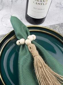 手工串珠花边餐巾环，适用于房间装饰、餐桌装饰、家居装饰，适合节日、派对、生日、婚礼和晚宴 - 彩色 - 查看 5