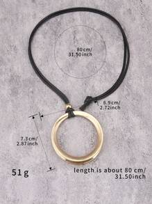 1 pieza Pendiente grande de aro retorcido minimalista exagerado de moda, collar largo unisex vintage de hip-hop con cuentas de , bronce y plata, regalo de pareja, regalo de joyería