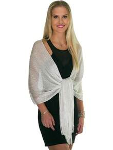 Metallic Glitter Shawl Wrap For Evening Dresses And Weddings - 白色金屬 - 查看 5