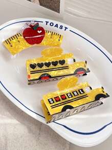 1pc New Design Apple Ruler Hair Clip, Cute Cartoon Car & Hair Claw Clips With Rhinestones Fashion Hair Accessories