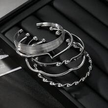 Conjunto de 5 pulseiras femininas irregulares torcidas, uso diário