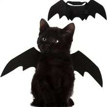 Adjustable Black Cat Bat Wing Pet Costume - Soft Polyester Halloween Pet Accessories, Suitable For Cats And Small Dogs, Great For Role-Play And Dressing Up Fun