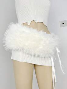 全新纯白色蓬松腰带，仿皮草GOA皮草腰带，羊毛皮草腰带，欧美性感热销款，女士夏季、秋季、秋季、万圣节蓬松腰带 - 彩色 - 查看 12