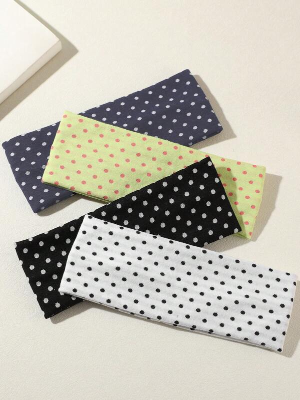 1pc/4pcs Retro Polka Dot Print Elastic Sports Headband, Versatile For Daily Life, Yoga, Outdoor Activities, Fashion Accessory For Women, Hairband