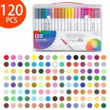 120/100/80/60/48/36/24/12pcs Double-Ended Marker Pen Set,Mark Pen Washable Soft-Tipped Pen Set Of Brushes, Multiple Set Models Available For Selection,Drawing Not Soak Paper, Art Collection, Pen To Graffiti Art Of Diy Pens, Colorful Painting Watercolor Art Mark Pen Sets, Waterproof High-Capacity Color Pen, Exquisite Gift To The Student, The Perfect Gifts Of Gifts, Marker Pen,Back To School,School Supplies