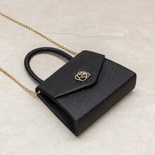 Retro Luxury Small Square Handbag, Unique Design Butterfly/Floral High-Fashion Shoulder Cross-Body Bag - Black - View 6