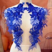 1 Pair 3D Lace Applique Floral Embroidery Patches - Delicate Hollow-Out Design, High-Quality Polyester Fabric, 10 Colors (White/Red/Gold/Black) Suitable For Wedding Gowns, Evening Dresses, DIY Fashion Accessories, Embroidered Dresses, Dress Decorations, Fine Embroidery, Dress Embellishments, Elegant Decorations, Exquisite Craftsmanship, Craft Enthusiasts