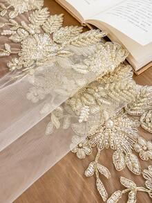 1 pièce Chemin de table semi-transparent exquis avec broderie florale 3D et perles, style élégant de palais européen romantique, broderie détaillée, convient pour la cuisine, la salle à manger, le salon, la maison, les fêtes, l'hôtel, le restaurant, le mariage, le banquet, les célébrations de fêtes, la décoration de table à manger, cadeau de fête, disponible en plusieurs tailles, décoration de table, décoration Eid, chemin de table, rectangle - Doré - Voir 9