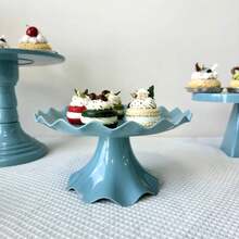 Soporte decorativo de plástico para magdalenas de una pieza, expositor de pasteles: soporte para postres, soportes de Pedestal para galletas, bandejas de plástico para plato de postres VFCO - RETRO ARENA BLANCA - Ver 9