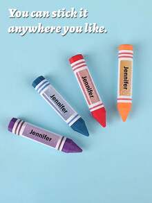 60pcs Customized Waterproof Name Stickers, Student Personalized Name Labels, Suitable For School, Daycare Supplies, Personalized Girls Labels, Rainbow Glitter Stickers, Kindergarten Labels, Size 1.5x4.5cm. As Back To School Student Gift, Can Be Stuck On Various Stationery And School Supplies, Suitable For Boys, Girls, Teenagers And Middle School Students. - Multicolor - View 11