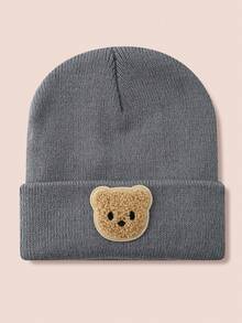 1 件可爱熊图案婴儿针织帽，儿童针织帽，适合男孩和女孩，适合户外和日常穿着，秋冬 - 彩色 - 查看 19