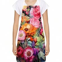 1 Stück kreativer Schürze mit Blumenprint, zeigt einzigartige Mode. Verbindet Kochen und Partyspaß mit Personalisierung. Arbeitsschürze, Partyschürze, Kochschürze, geeignet für Küche, Outdoor, Restaurant, Party, unisex