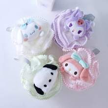 Sanrio 1pc Cartoon Quirky Cotton Ball Bath Sponge, Polka Dot Fringe Shower Pouf, Cute Bubble Bath Scrubber Cleaning Tool - Multicolor - View 5