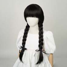 1pc Black Straight Synthetic Wig, Suitable For Anime, Christmas, Halloween Costume Role-Playing