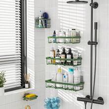 Shower Caddy Shelf Organizer 5 Pack, No Drill Black Shower Shelves,Self Adhesive Bathroom Caddy,Shower Storage Accessories, Wall Mounted Shampoo Holder - Màu xanh lá cây đậm - Xem 3