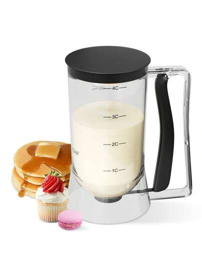 1 pieza Dispensador de masa para panqueques con etiqueta de medición, herramienta de repostería para panqueques, magdalenas, gofres y pasteles perfectos