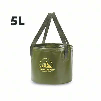 Xô nhỏ 5L có thể gấp gọn di động, Hộp đựng mồi câu cá ngoài trời, Xô đựng nước đi bộ đường dài, Màu xanh quân đội