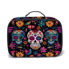 Skull Pattern Picnic Bag, Reusable Meal Bag Suitable For Adults, Girls, Boys, Portable Meal Bag For Work, Picnic, Play, Outdoor, Self-Drivingback To School School Stuff Bag For School Lunch Bag For Women Cooler Bag Picnic Accessories School Accessories