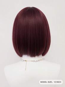 XYUNMI Sweet Berry Red Bob Wig Short Straight With Bangs 12 Inch Lightweight Breathable Women's Heat Resistant Synthetic Wig For Daily Wear Party Role Play Beautiful Natural Lively Cute Short Hair