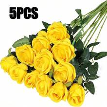 30pcs Artificial Yellow Rose Flowers, Fake Roses For DIY Wedding Bouquet, Table Centerpiece, Bridal Shower, Valentine's Day Decor - Dark Yellow - View 11