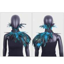 Festliches Federschal-Top, Schal-Cape, Accessoires zum Anziehen Federn-Körpergeschirr für Frauen Tops Cape Schal Schulterschal Punk Gothic Rave Dance Festival Kragen mit Manschetten Schulter Abzeichen Anziehsachen Künstliche Federn