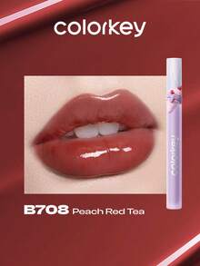COLORKEY 镜面光泽唇釉，闪亮滋养唇彩，不粘腻，持久保湿 - 液体唇膏，超级水润唇彩，化妆品品牌，适合女性和女孩，完美适用于秋冬季节，Y2K 时尚，适合生日、情人节、派对等场合，最佳颜色 - B708 Peach Red Tea (Ice Cream Dream Edition) - 查看 7