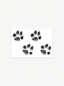 1pc Cute Dog Paw Print Temporary Tattoo, Simple Design, Unisex, Suitable For People, Lasts 1-3 Days - Black - View 2