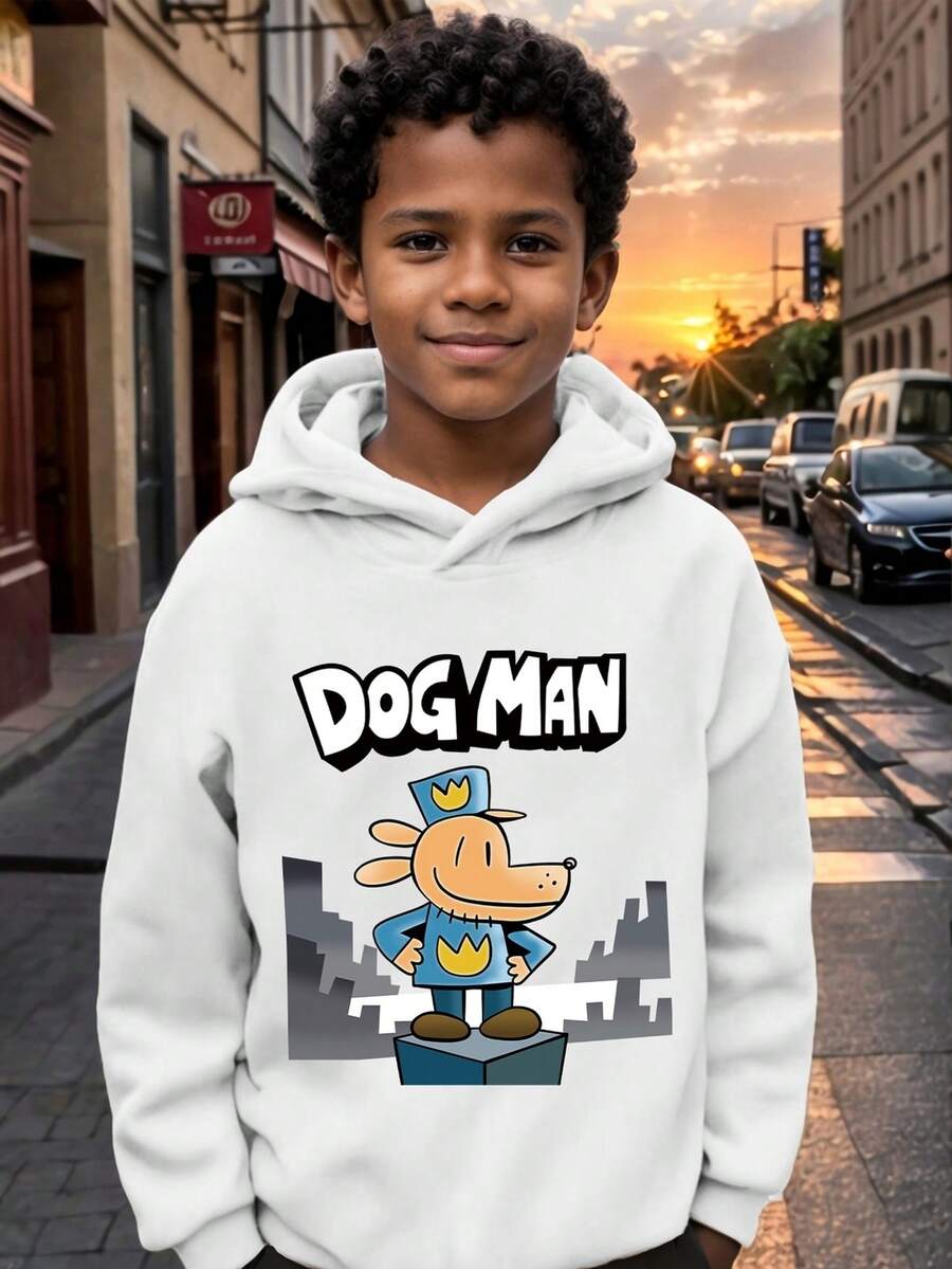 Sudadera cálida con estampado de animales de dibujos animados para niño preadolescente - Blanco - Ver 1