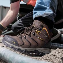 Waterproof Work Boots For Men Steel Toe Construction Boots - Brown - View 6