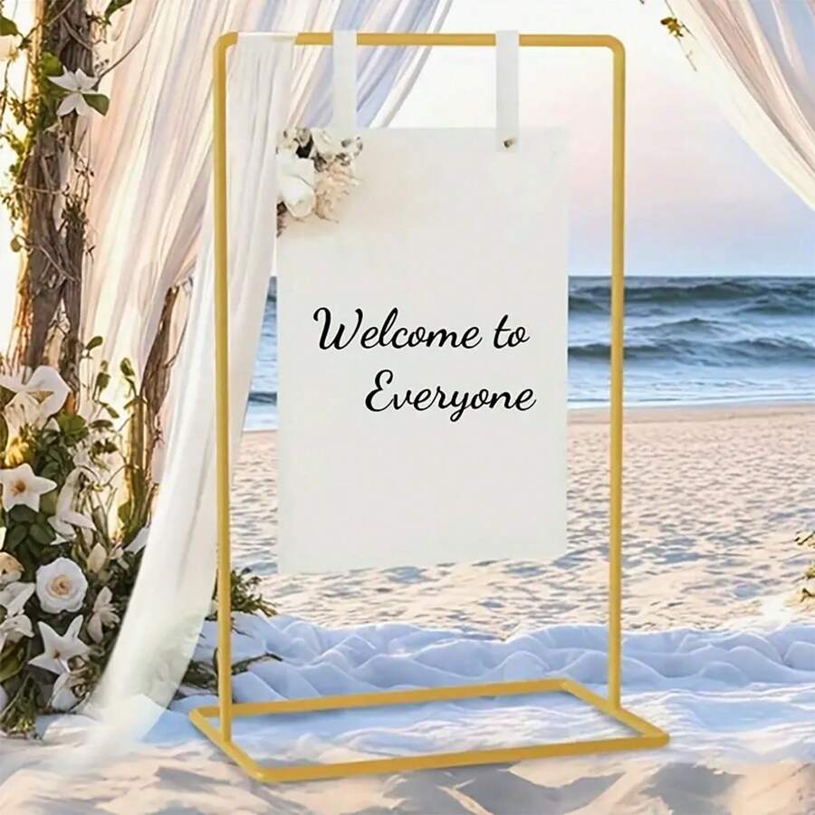 1 pièce Support de panneau de fête en métal moderne - Support de panneau d'accueil de mariage robuste, convient pour les mariages, les anniversaires, les fêtes à thème, les photomatons, la décoration d'intérieur, les anniversaires, la fête des mères, Halloween, Noël, la fête des pères, les remises de diplômes, les restaurants familiaux, les salons, les chambres à coucher, les salons de thé, la publicité extérieure et la décoration d'ambiance. - Aucune alimentation électrique nécessaire, utilisation intérieure et extérieure, décoration de mariage, cadre de bannière décoratif, installation facile