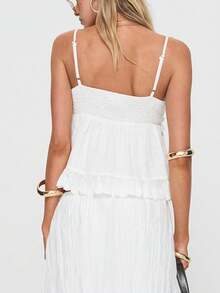 Women's Boho White Linen Casual Sexy V-Neck Camisole Tank Top, Suitable For Music Festival Concert Coachella Party, Hot Girl Spring/Summer Young Girl Daily Wear, Rave Outfits - 白色 - 查看 3