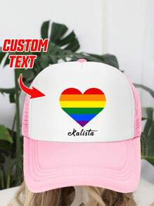 Șapcă de baseball personalizată imprimabilă cu text/nume, 1 buc., cu imprimeu floral al lunii mândriei, pălărie unisex pentru șofer de camion, potrivită pentru petrecere, festival, aniversare