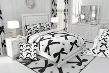 Black Bowknot Comforter Set,Dreamy Princess Stars Styles Bedding Set Twin Size,Girls Bedroom Room Decor,Kawaii Black Bow Tie Comforter,Cute Bow Girly Bed Set For All Season - 黑色 - 查看 8