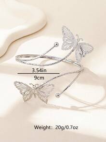 1 Pc Unique Asymmetrical Butterfly Design Minimalist Bracelet/Armband, European And American Style Jewelry Suitable For Women Daily Or Party Wear