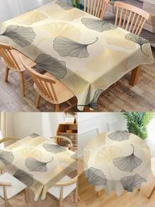 1pc Ginkgo Leaf Printed Tablecloth, Modern Polyester Rectangular Or Round Waterproof Tablecloth, Digital Printing Suitable For Living Room, Outdoor Dining Table, Small Round Table