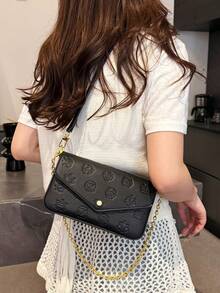Túi đeo chéo xích nữ mùa hè mới 2025, Túi xách Baguette cổ điển dành cho nữ, Túi xách thời trang - màu đen - Xem 2