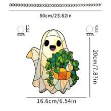 1 Stück Geisterfänger - Bunte Acryl Fenster Hängendekoration, süße Geist und Pflanze Dekoration, Gothic Sonnenfänger, seltsame Heimdekoration, Halloween Fenster Dekoration, Geisterhaus Ästhetik, geeignet für Zuhause, Schlafzimmer, Wohnzimmer, Wanddekoration (Schutzfolie vor Gebrauch abziehen, aus Acryl gefertigt)