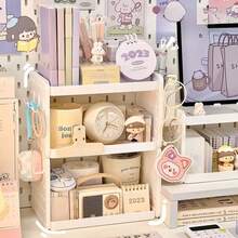 Organizador de Escritorio Multifuncional de 3 Niveles, Estante de Escritorio, Tablero de Agujeros, Portaplumas, Organizador de Escritorio de Oficina, Organizador de Escritorio - 2 capas - Ver 2