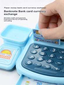 迷你仿真收银机玩具，带扫描功能和多功能声光效果，超市主题蔬果篮套装，是圣诞节和角色扮演的理想礼物 - 彩色 - 查看 5