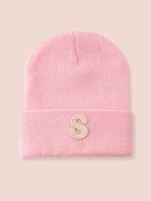 1pc Kids 26-Letter Knitted Hat, Warm Beanie For Boys And Girls, Suitable For Outdoor, Daily Wear In Autumn/Winter - Pink - View 13